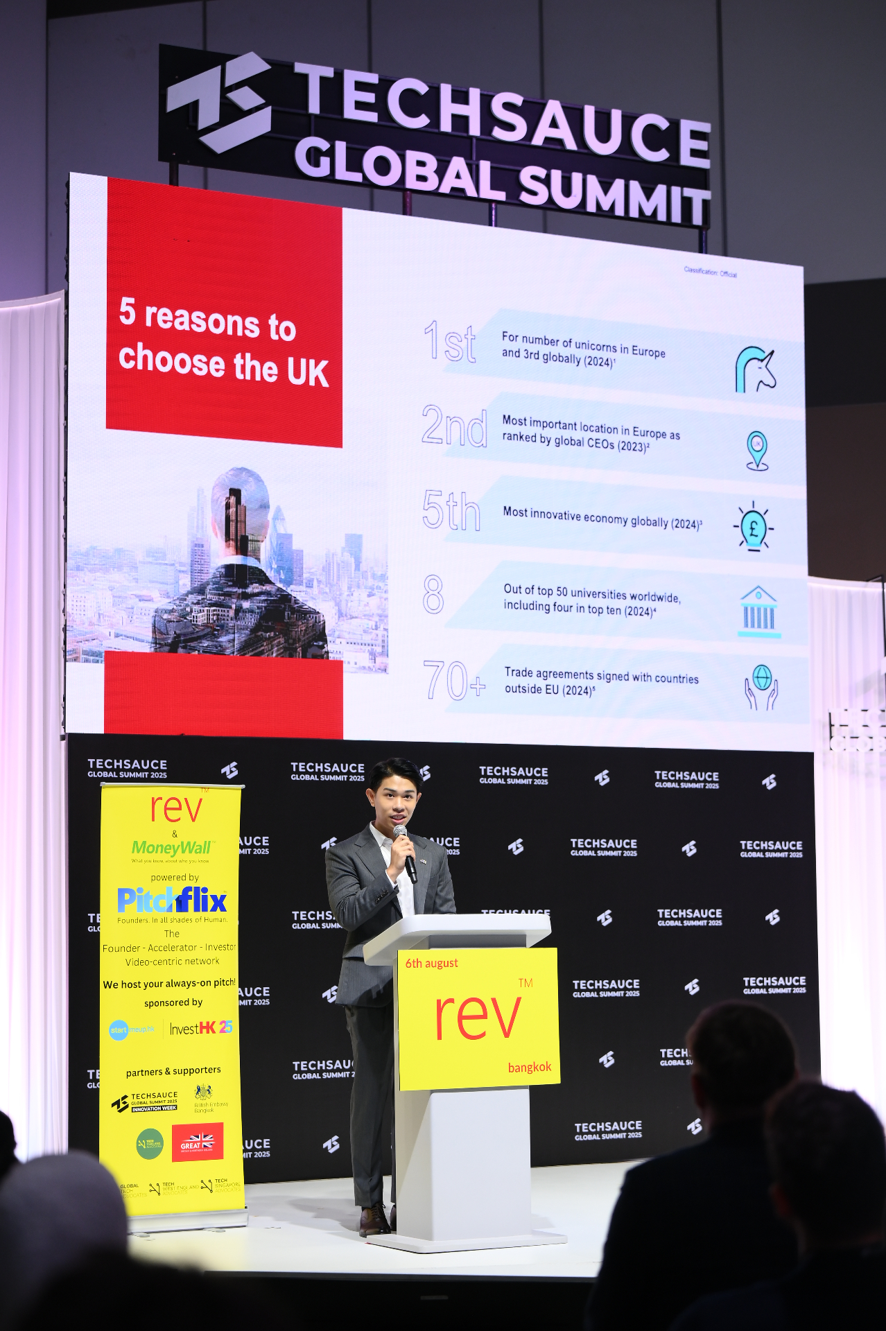 Speaker presenting at rev Bangkok at Techsauce Global Summit